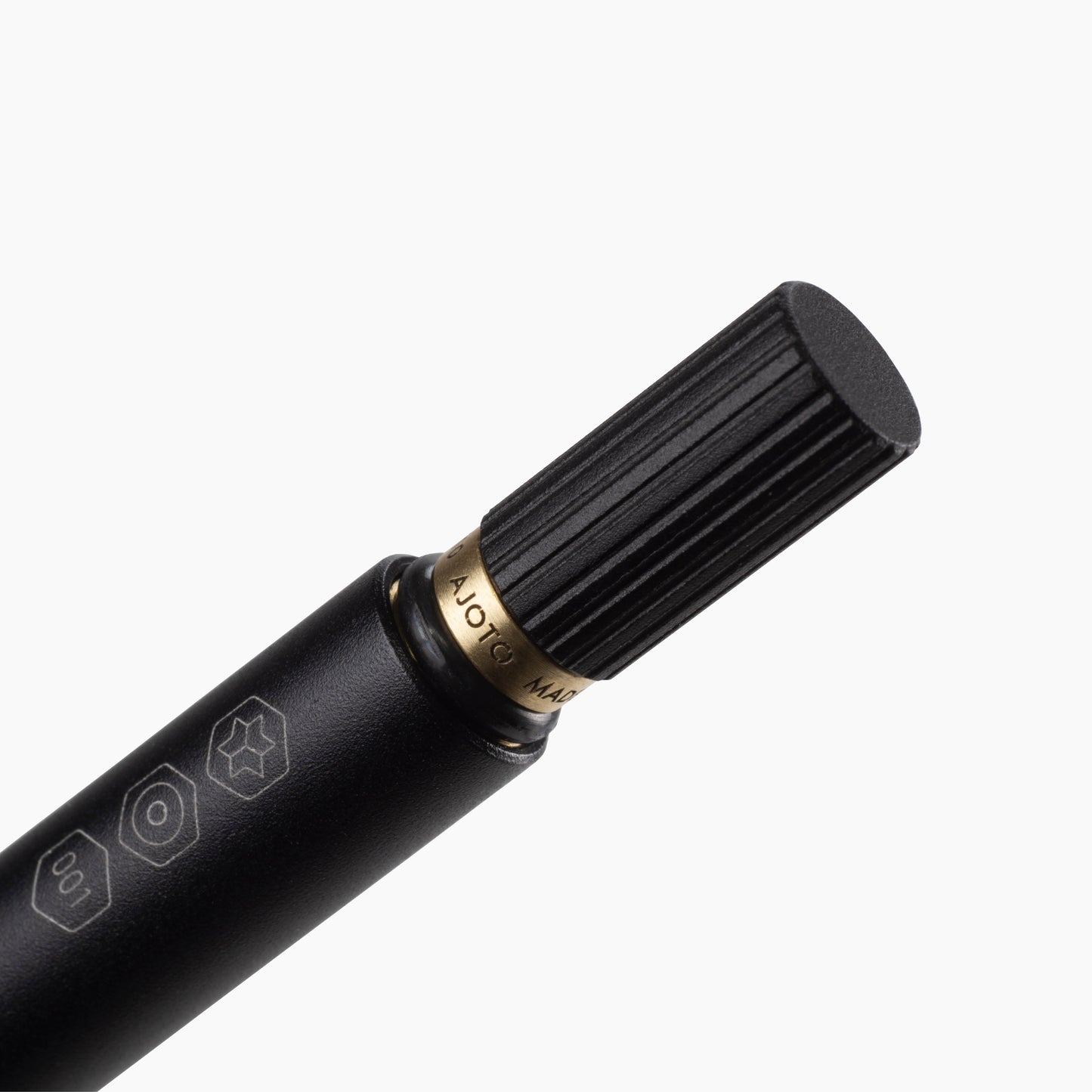 brass mechanism top black aluminium rollerball pen